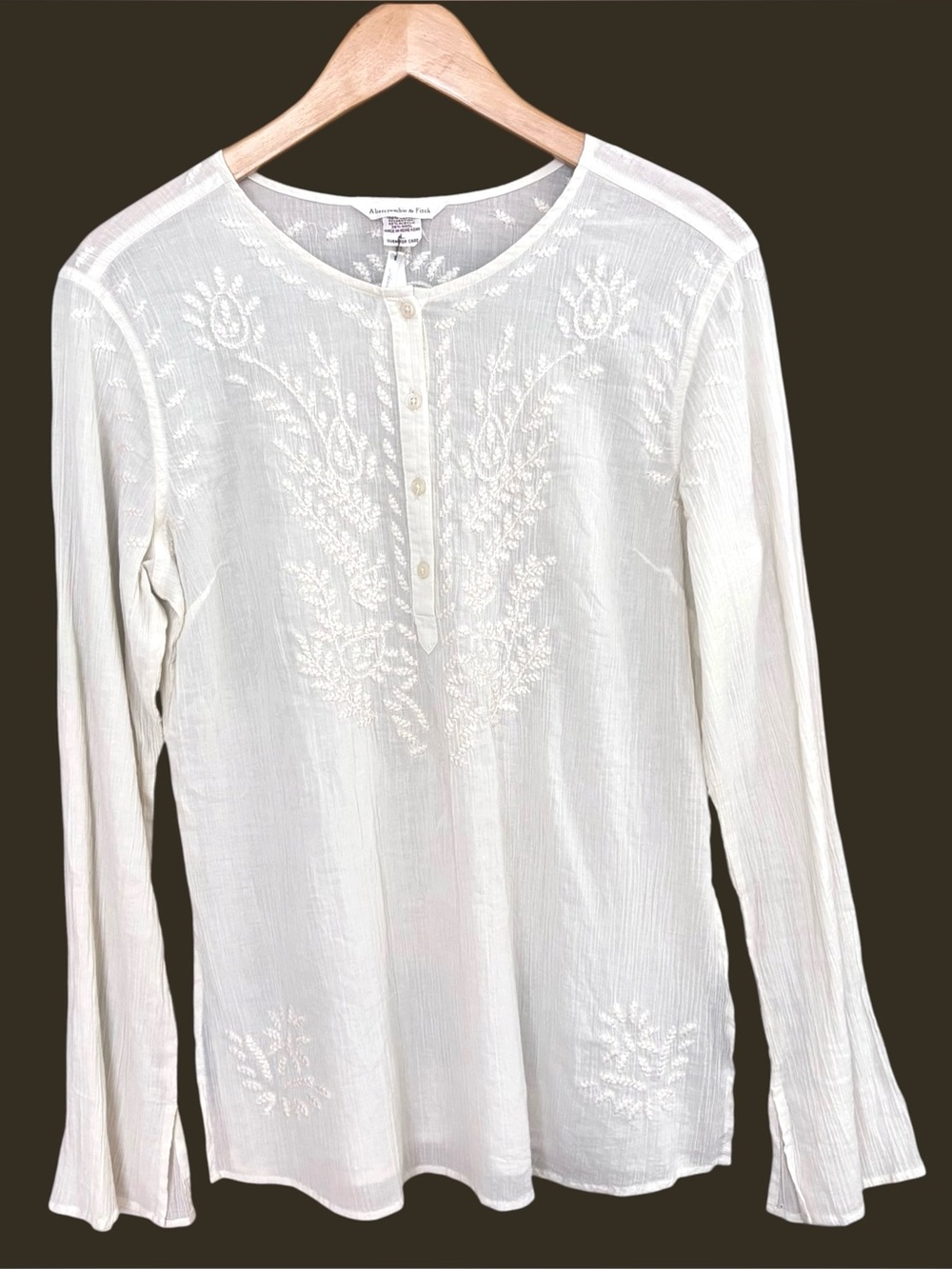 NWT Vintage Y2K Abercrombie & Fitch Embroidered Boho Tunic Top L